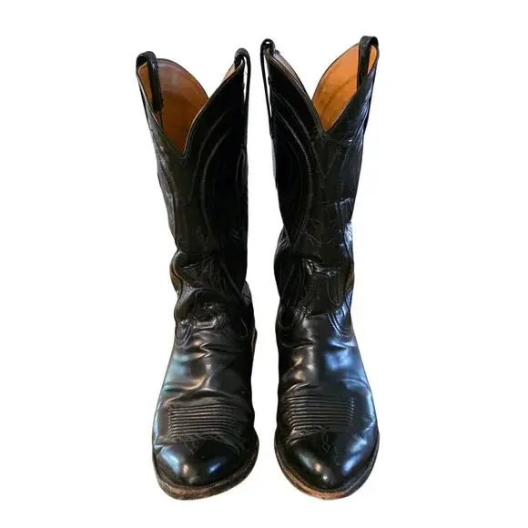 Lucchese Men's Classic Goat Skin Black Boots Size 10 - Picture 2 of 15